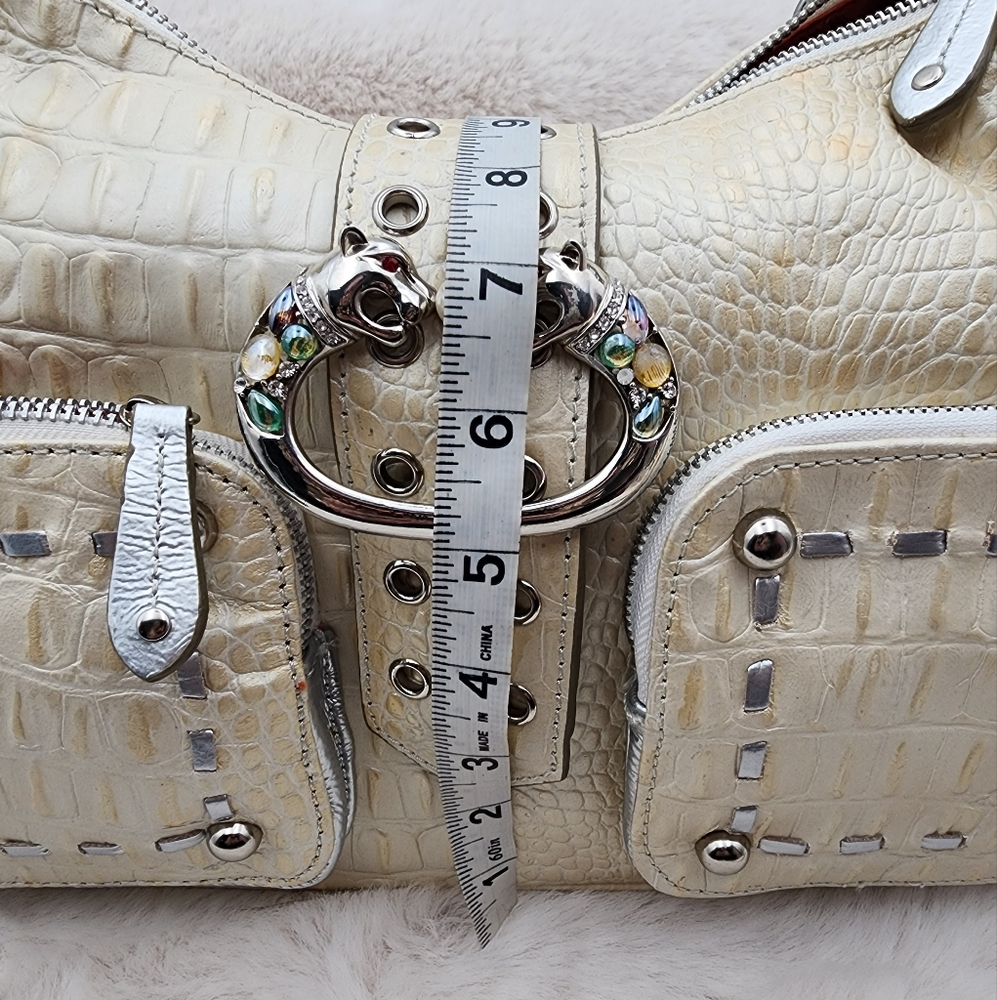 Sharif vintage snakeskin cream used shoulder bag with tags and dust bag. - Picture 11 of 17
